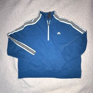 Adidas Blue Cropped Sweater 1/2 Zip sz XL